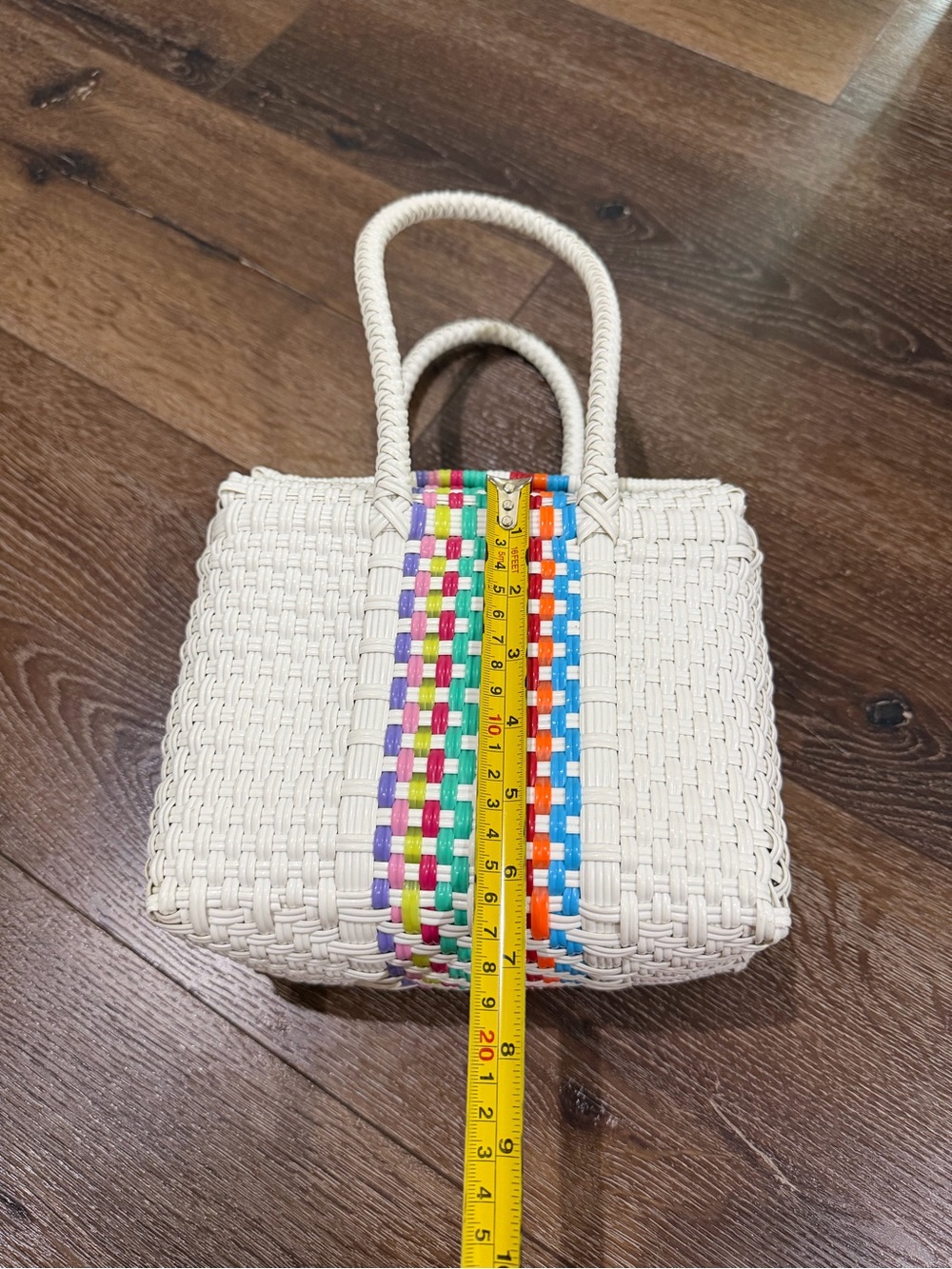 EUC handmade plastic straw bag multi color - Picture 6 of 10